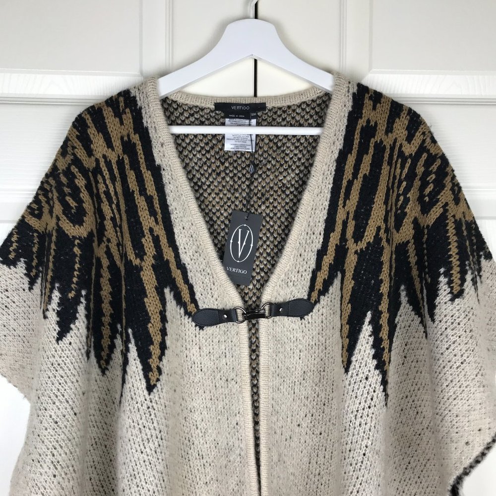 Vertigo Print Fringe Cardigan Open Front Eagle Eye - Picture 5 of 15